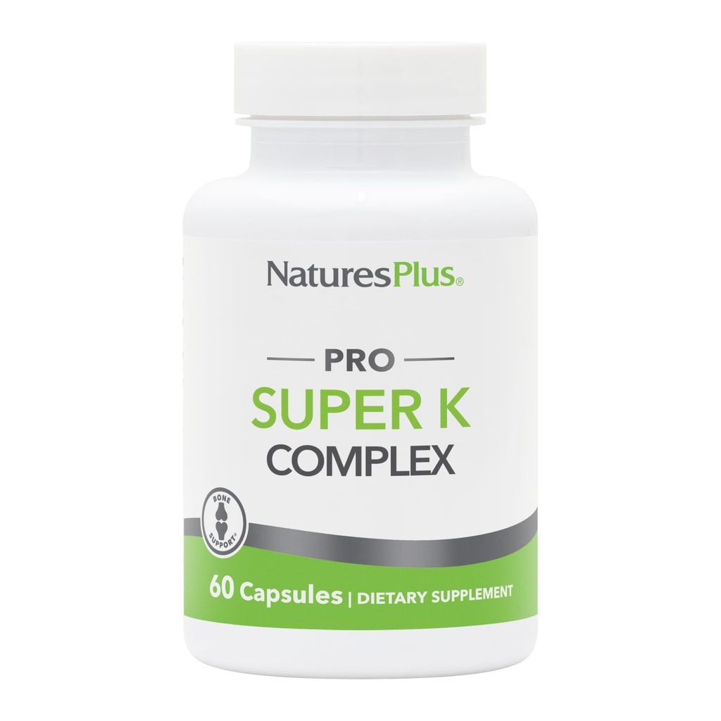 NaturesPlus PRO Super K Complex - 60 kapsul - spodbuja zdravo kalcijevo presnovo - vključuje vitamine K1 & K2 - ne- GMO, Vegan & Gluten brezplačno - 60 strežb