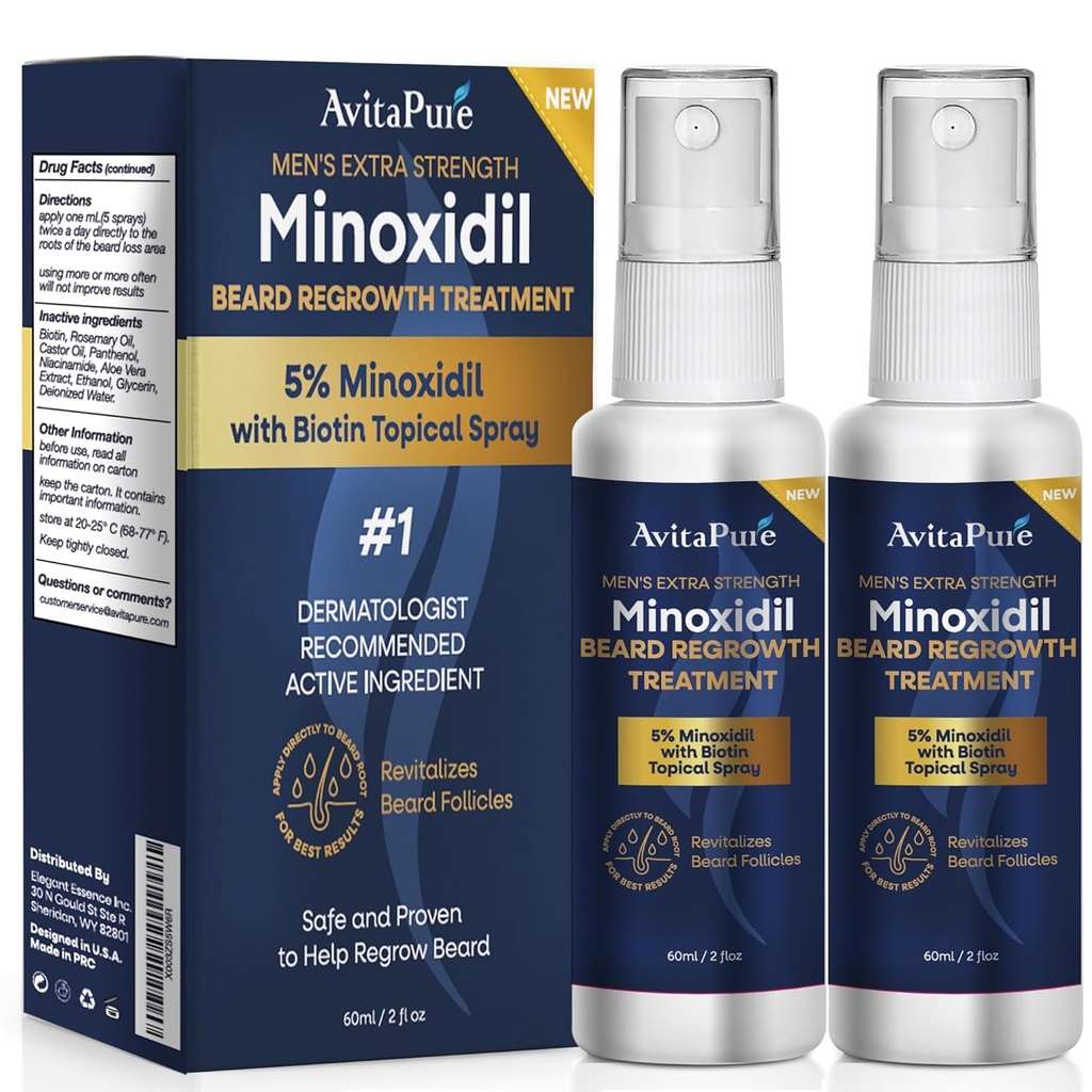 Minoksidil Bradavičasto rastno olje: Minoksidil za moške Beard Infused z Biotin, ekstra moč minoxidil 5% Bradavičasto rastno serum za rast brad in Mustache hitro