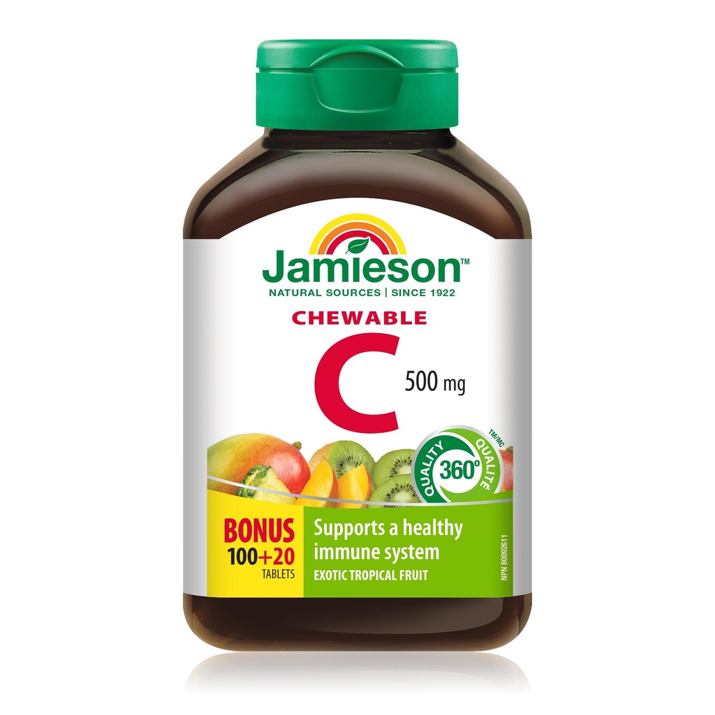Jamieson žvečljivi vitamin C 500 mg eksotično tropsko sadje, 120ct, uvoženo iz Kanade}