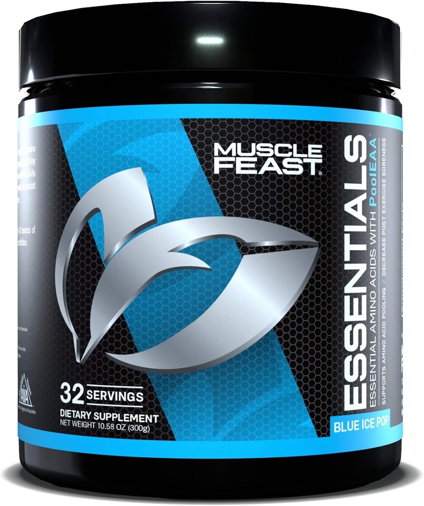 Muscle Fest Vegan Essential Amino Amino Acid Po treningu regeneracija in intra-Training pijačo, Blue Ice Pop, 300g