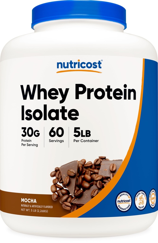 Nutricost izolat sirotkinih beljakovin (Mocha) 5LBS - brez glutena in brez glutena