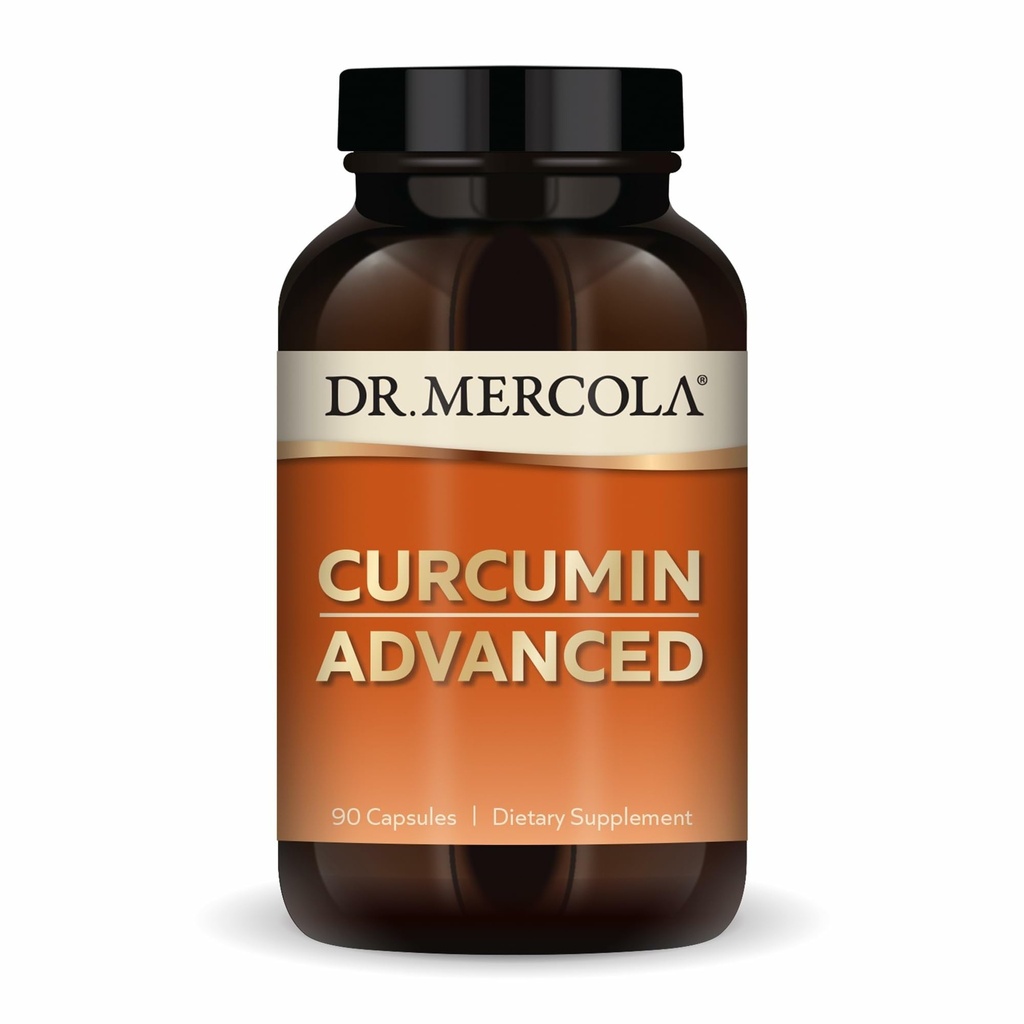 Dr. Mercola Curcumin Advanced, 90 Serving (90 kapsul), 500 mg na kapsulo, prehranska dopolnila, podpira zdravje vida in duševno fokus, ne-GMO