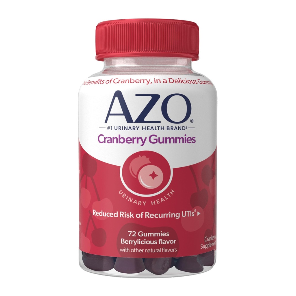 AZO Cranberry Urity Tract Zdravje Gumies Prehranska dopolnila, 2 Gumies = 1 kozarec brusnični sok, pomaga očistiti in zaščititi, Naravne jagodni okus, Ne-GMO, 72 Gumies