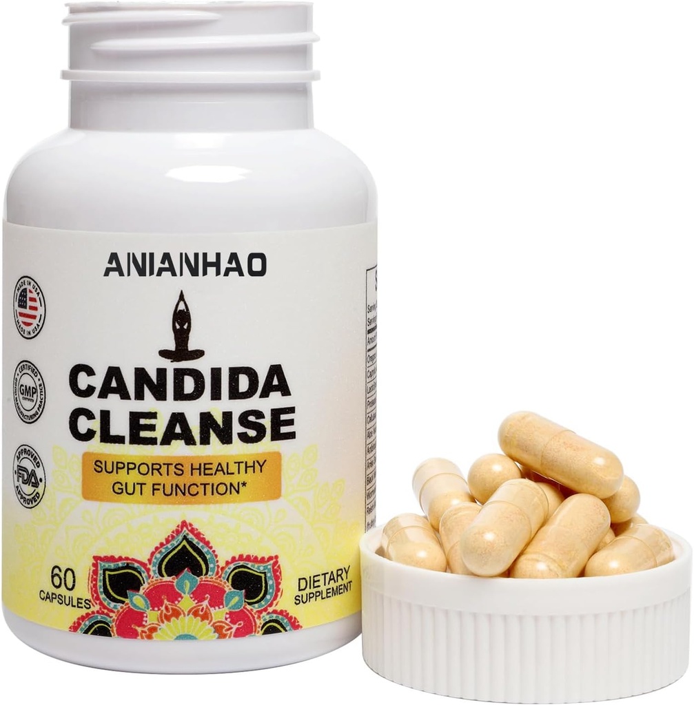 Candida Očisti z naravnimi zelišči in probiotiki, Origano Leaf, Wormwood, Caprylic Acid, Black Walnut