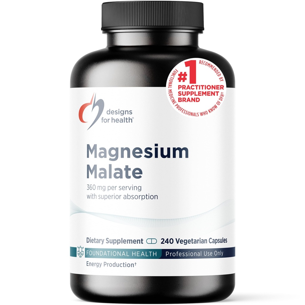 Oblike za zdravje Magnezijev malat - kelirani Magnezij kot Di Magnezijev malat - visoko biološko razpoložljiv obrazec za podporo energije, zdravje kosti + okrevanje mišic (240 kapsul magnezijevega malata)