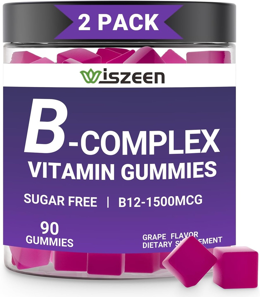 Brez sladkorja Vitamin B Complex Gumies z vitaminom C, metilirani B kompleksni vitamini za ženske, moške in odrasle - B12, B1, B2, B3, B5, B6, B7, B9 - Vitamin B Kompleksni dodatek za energetsko imuno podporo
