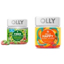 OLY Fiber Gummy obroči, 5g Prebiotične Fiber, FOS (Fructo-oligosaharidi), Prebavna podpora & Pozdravljeni Happy Gummy Worms, Mood Balance Podpora, Vitamin D, Saffron, Odrasli Žvečljivi dodatek