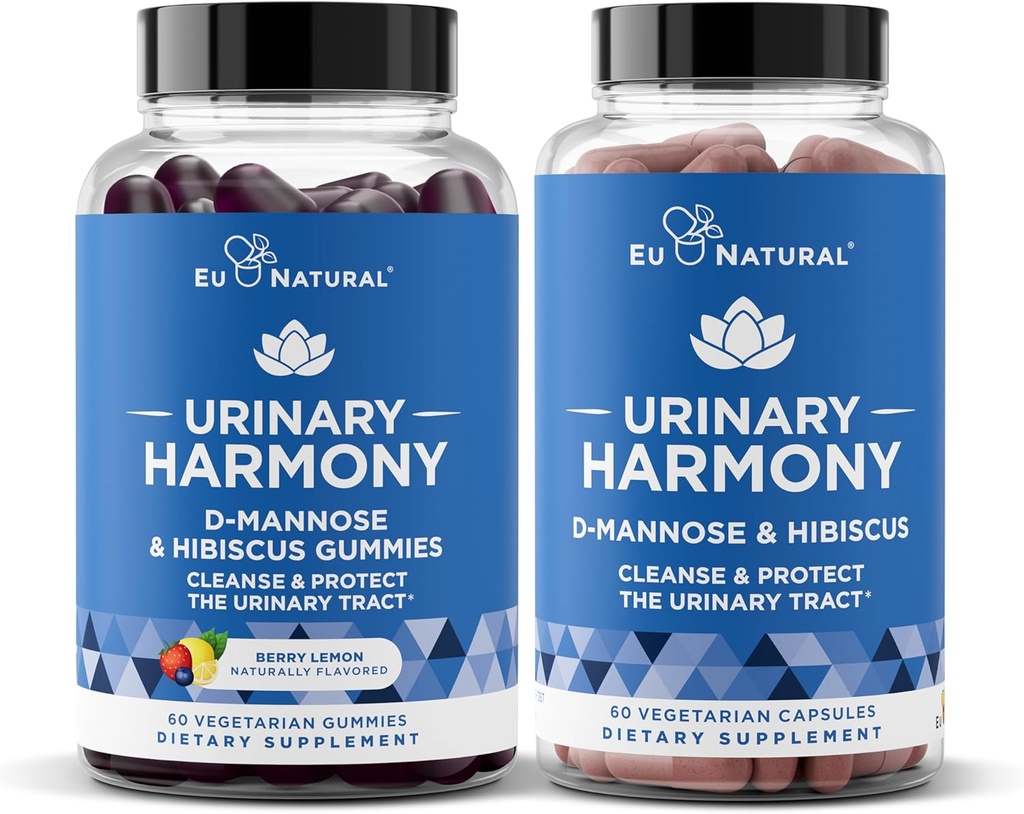 Urin Harmony Kapsule in Gumies Bundle - Sečni trakt Zdravje za ženske – D-mannose & Hibiscus čiščenje, Flush & zaščito urina sistem