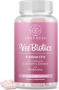 VeeFresh VeeBiotika brusnični probiotiki za ženske - 60 Kapsule Ženski probiotiki s prebiotiki in brusnični ekstrakt za pH ravnovesje in Odor nadzor, spodbuja zdravo vaginalno floro in splošno Wellness