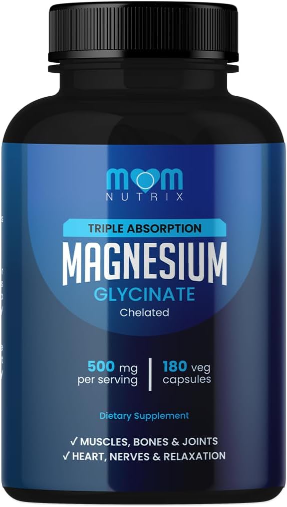 Magnezij Glicinat - 500 mg kelirana trojna absorpcija Magnezij - srce, kosti, sklepna podpora - Calm & Relax- 180 kapsul