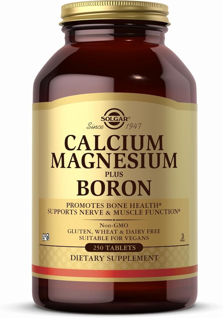Solgar Calcium Magnezij Plus Boron - 250 tablet - ne-GMO, Vegan, Gluten Free, Dairy Free, Kosher - 83 postrežbe