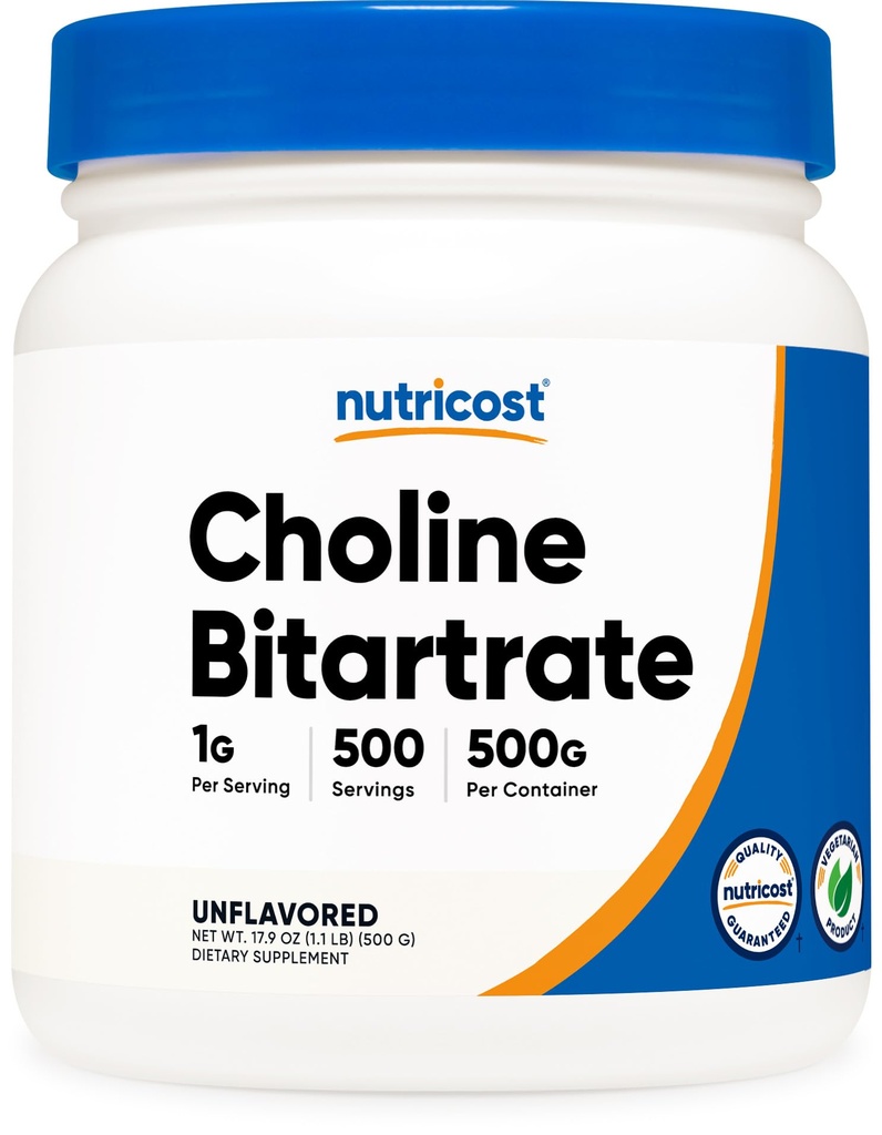 Nutricost Pure Choline Bitartrate Prašek 500 Grams