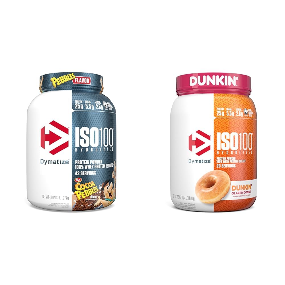 Dymatize ISO100 hidroliziran beljakovinski prah, 100% sirotkin izolat, 25 g beljakovin, 5,5 g BCAA in ISO100 hidroliziran beljakovinski prah, 100% sirotkin izolat, Dunkin' Glaziran krof