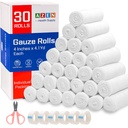 AZEN 30 Pack Gaze Rolls Bandages, 4 v x 4.1 Yards, Premium medicinske potrebščine in prvo pomoč dobav, ovitek vetnam, mami zaviti