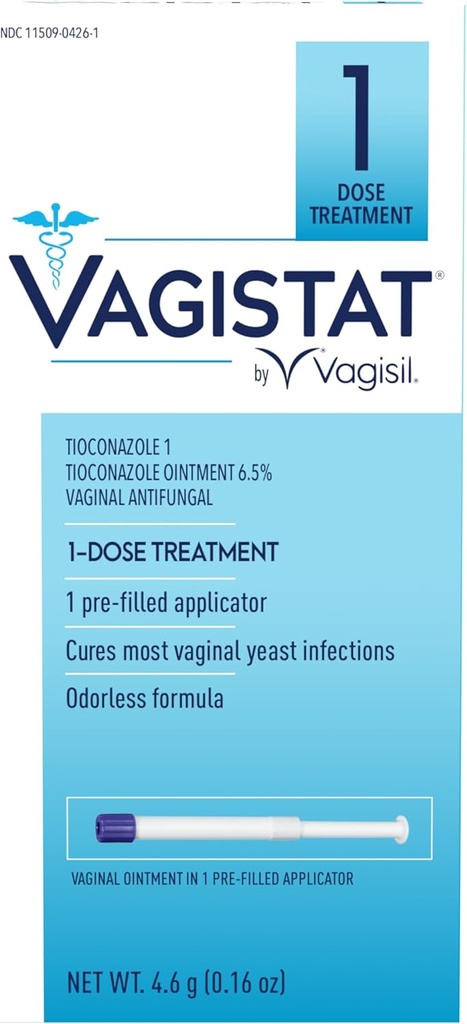 Zdravilo Vagisil Vagistat 1 dan Zdravljenje okužbe z enojnim jedrom za ženske, protiglivično mazilo pomaga sprostiti zunanje srbenje in draženje, 1 Vaginalni aplikator brez dotika (Pack of 1)