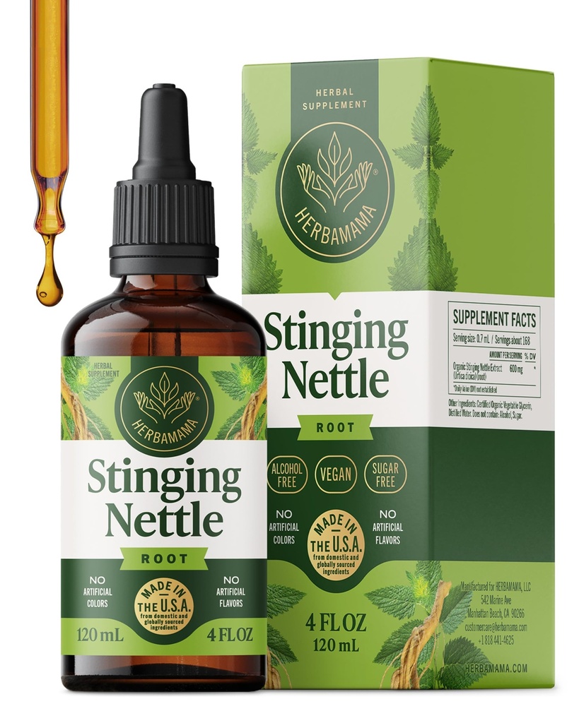 HERBAMA Stinging Nettle Tinkture - Veganski sečni trakt Podpora s Stinging Nettle Root Extract - Non-GMO, Alkohol & Sugar-free Urtica Dioica dodatek - 84-dnevna oskrba