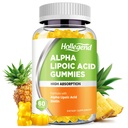 Alfa lipojska kislina Gumies 1000Mg z biotin, visoka absorpcija žvečljiva ALA dopolnilo za antioksidant, zdravje možganov in živcev, Ananasov aroma, sladkor brez, 60 Chews