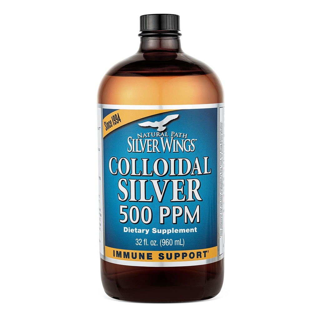 Natural Path Silver Wings Coloidal Silver 500ppm (2.500mcg) Imunska podpora Dodatek 32 fl. oz.