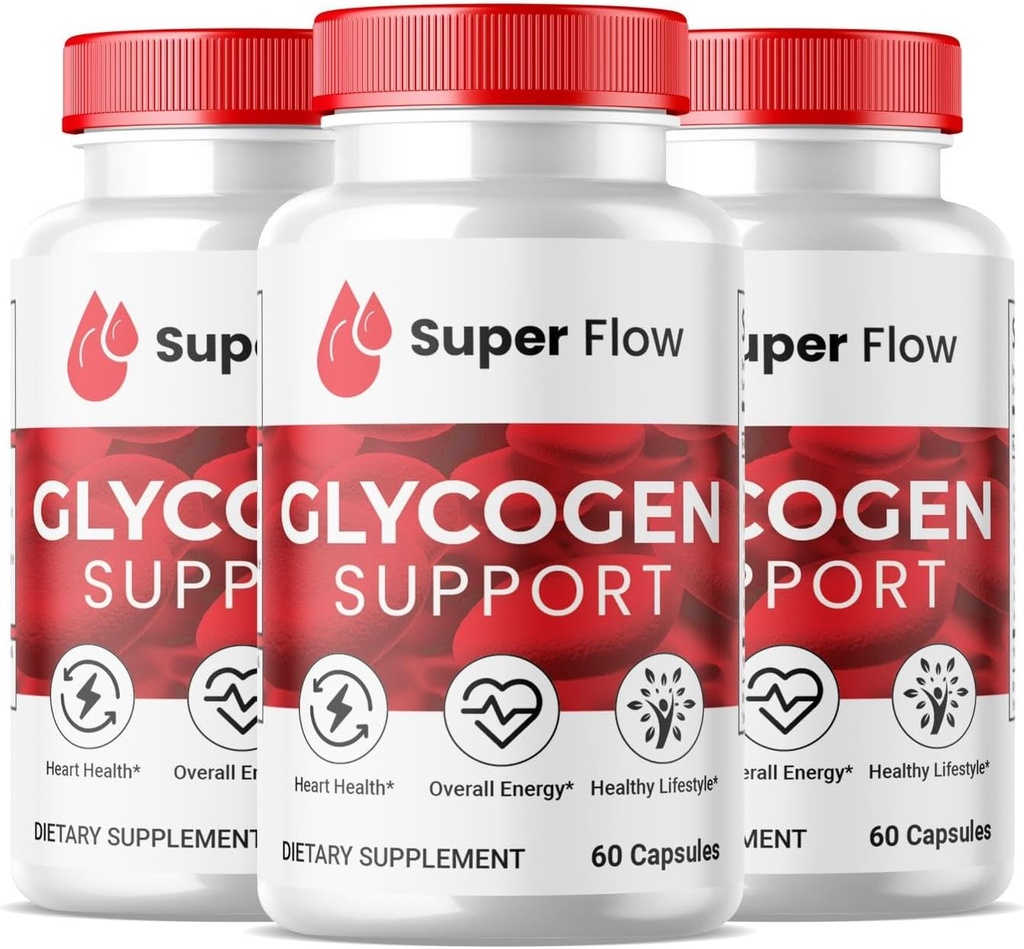 (3 pakiranja) Super Flow Glycogen, SuperFlow Glycogen podporne kapsule, Glyco Optimizer Formula, Naravni čistilec krvnih žil, Premium Super Flow Glycogen Podpora (180 kapsul)