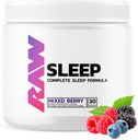 RAW Natural Sleep Aid Supplement - Relaxation Ojačevalec & Mood Podpora z melatonin, Magnezij, cink, L-Tryptofan & Lemon Balm Extract za sprostitev in pomiritev um in telo - 30 Servings, Mešano Berry