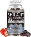 Shilajit Gummies - 600 mg Naravni organski Shilajit Resin z 85+ Trace minerali, Fulvic Acid & Phytonutrients - Jagodna aroma - za energijo, Imunska podpora - 60 Gummies, 1 mesec dobave
