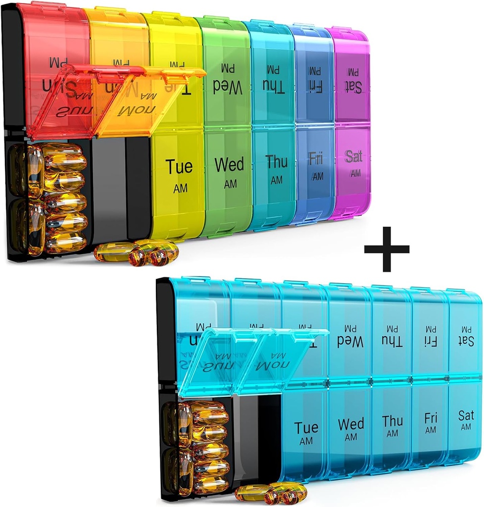 Ekstra velike tablete Organizator 2 krat na dan, Weekly XL AM PM tablete, 7 dan tablete Box dvakrat na dan