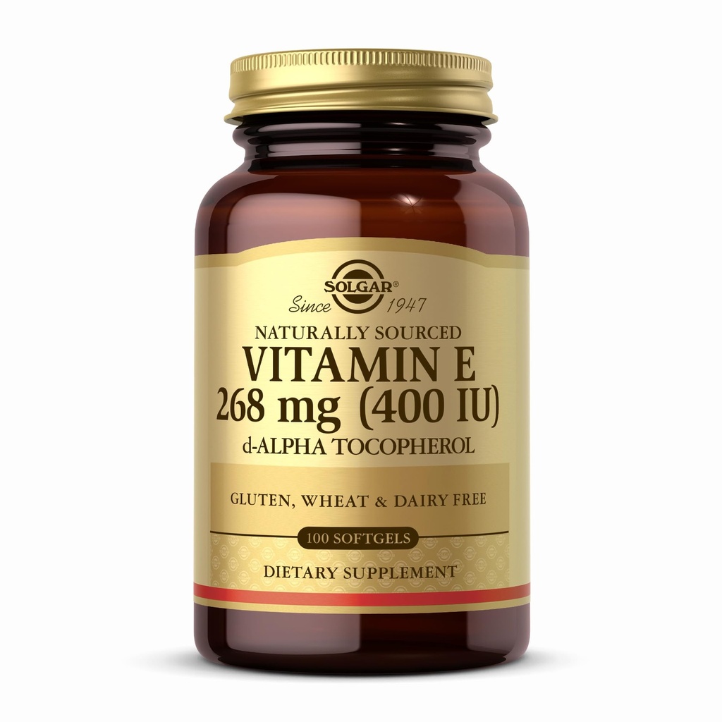 Solgar Vitamin E 268 mg (400 i.e.) - 100 softgels - naravno nasičeni vitamin E kot d-Alpha tokoferol - Gluten Free, Dairy Free - 100 Serving