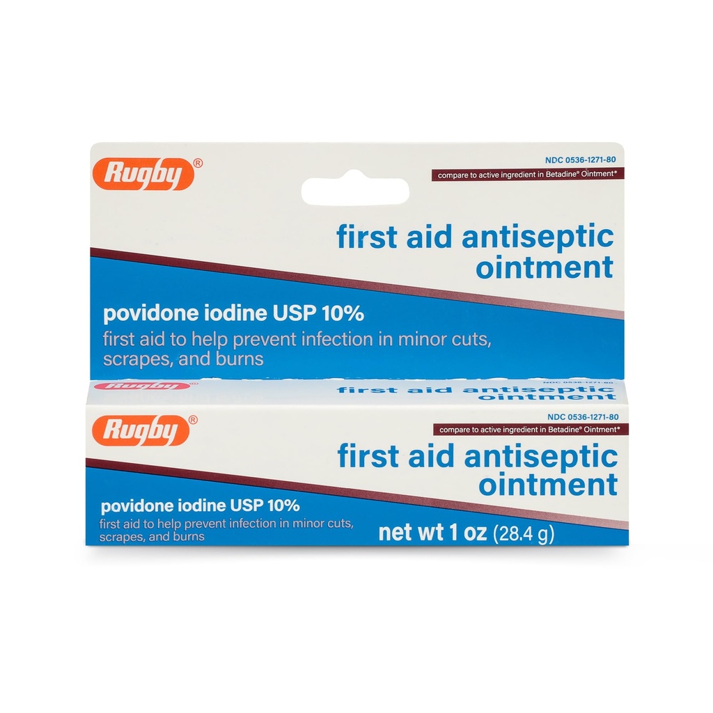 Rugby First Aid Antiseptično mazilo, Povidon Iodine USP 10% topična rešitev, pomaga preprečiti okužbo v manjših cuts, Scrapes in opekline - 1 Oz.