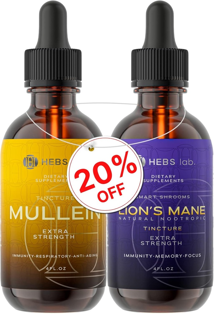 Bunde - Mullein Leaf Extract & Levi Mane Gobe dodatek - Podpora dihal in možganov podporo