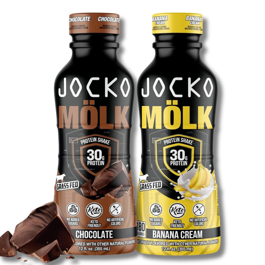 Jocko Fuel Mölk RTD Proteini Shakes Bundle - Čokolada in banana krema (24 paket skupaj)