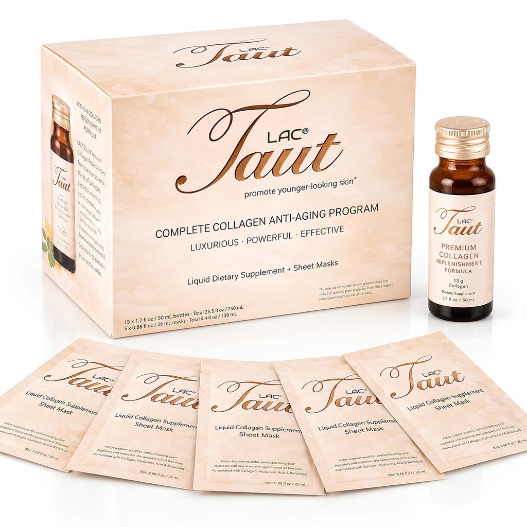 TAUT Marine Colagen Drink & Face Mask – 13.000mg Hidralizirani kolagenski protein s hialuronsko kislino za mladostno, radikalno kožo – Vključuje 15 steklenic in 5 mask (30-dnevno oskrbo)