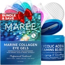 MAREE Skincare paket - geli za oči, obraz poljski - pod oči geli za Puffy oči & temni krogi - Glikolna kislina Peel Pads - Marine Collagen & Hyaluronic kislina - Salicilna kislina & vitamini E, B3, B5