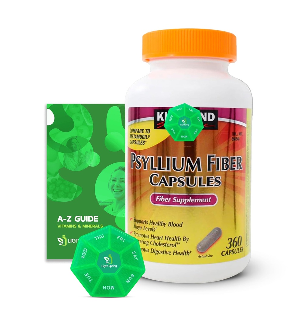 Psyllium Fiber Kapsule, 360 Count, prehranska dopolnila z ekskluzivnim boljšim Ligth&Spring vodnik