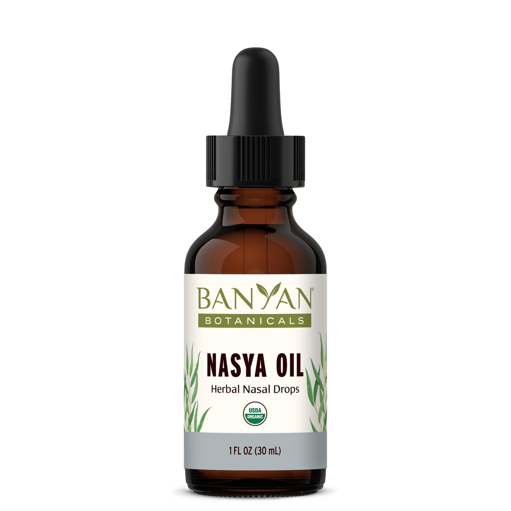 Banyan Botanicals Nasya Oil – Organske zeliščne nosne kapljice za čisti dih – Ayurvedic Nasal Cleaner in Nose Moisturizer* – One Fluid Ounce – Certified Organic, Non GSO, Chemical Free