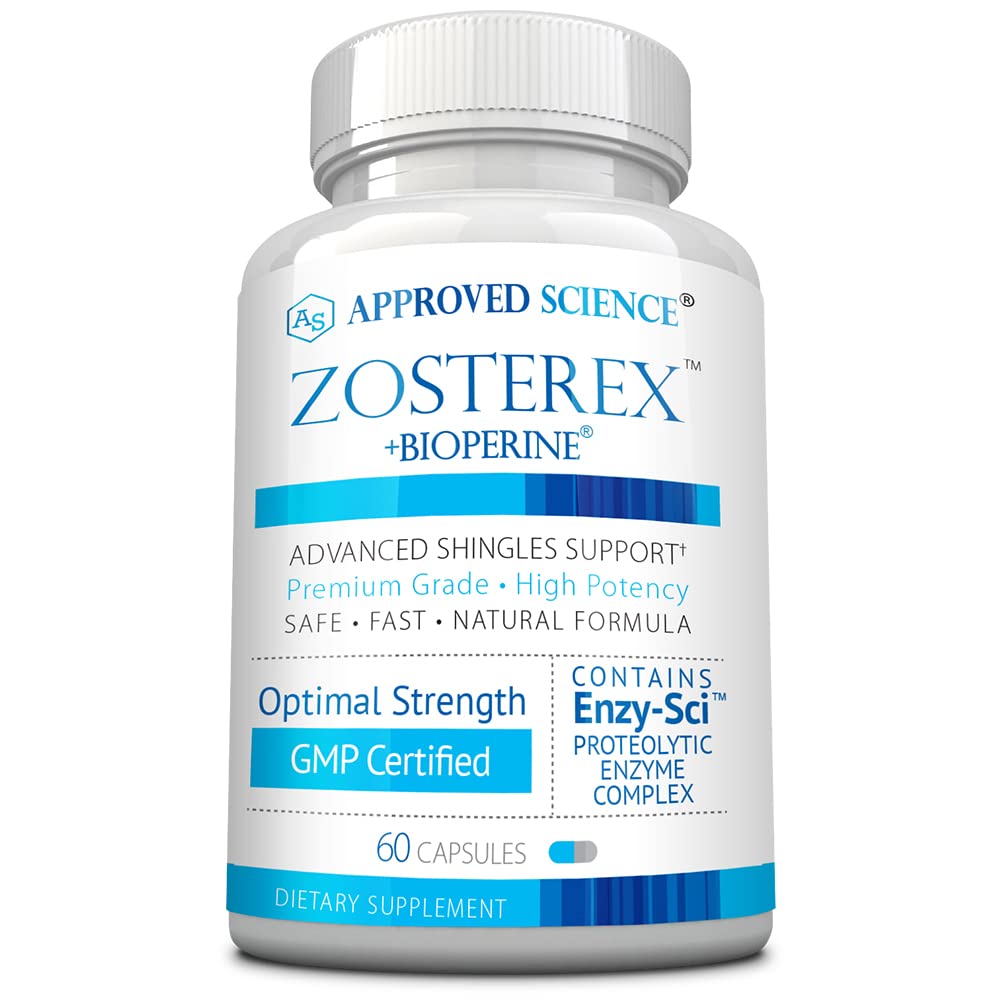 Odobrena znanost Zosterex - ekstra močan L-lizin 1000mg, kompleks vitamina B, cink - Imunska podpora in hladno boleče zdravljenje - 60 veganskih kapsul - 1 steklenica