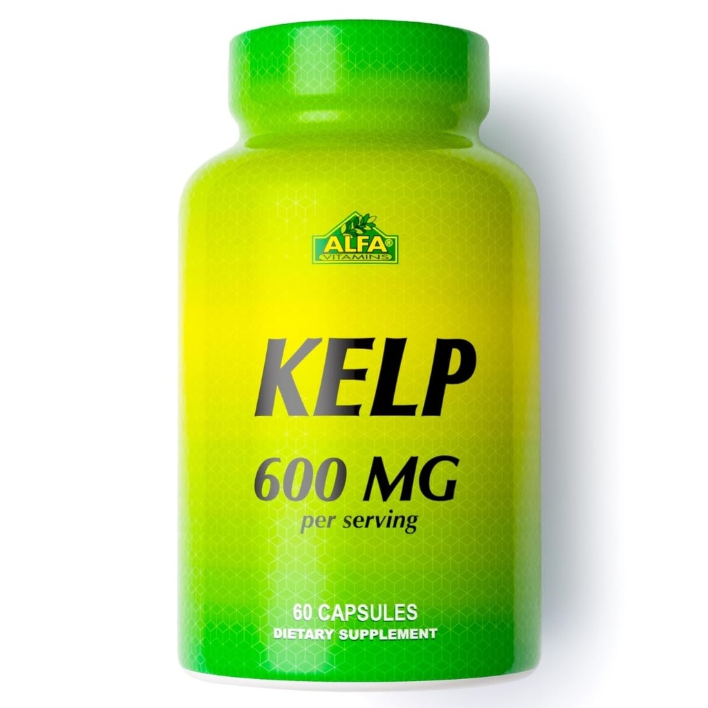 ALFA VITAMINS Kelp dodatek, 600 mg naravne morske alge Kelp (Ascophyllum Nodosum), bogata z jodom in Fucoidan, podpira ščitnico in metabolično funkcijo, Dnevni vitamini za Wellness, Ne GSO, 90 Tablete