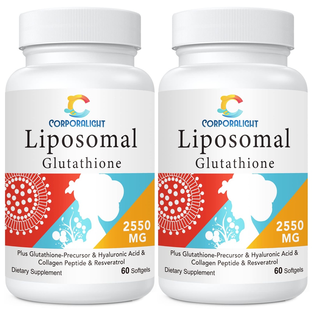 Liposomski glutation softgels, okrepljena absorpcija - liposomska dostava, aktivna oblika L-glutation, celična, imunološka funkcija in razstrupitev jeter, bogata z antioksidantno formulo, Gluten Free, 120 Softgels