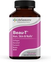 LifeSeasons Beau-T - Hair, Nail, & Skin Supplement - spodbuja zdravo rast las in nohtov - podpira Clear Skin & Fights Acne - Nail Cooster - vsebuje Biotin Collagen Kurmer - 180 kapsul