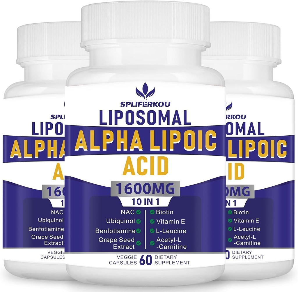 Liposomska alfa lipoična kislina 1600 mg na serviranje,ALA dodatek za antioksidant zdravje, energijo in presnovo brez GSO 180 kapsul