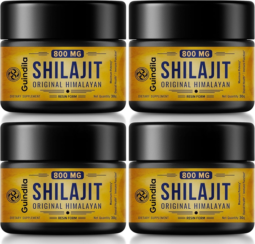 800mg Shilajit Supplement-Shilajit Pure Himalajan Organic Shilajit Resin z največjo jakostjo, Virinal iz Himalaje z 85+ Trace minerali in Fulvic kisline za fokus in energijo,Immuniteta,4 pakiranja