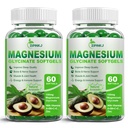 Visoka absorpcija Magnezij Glycinate Softgels, Magnezij dopolnila 400mg z cinkom, vitamin E, B6 za ženske moške, izboljšanje spanja, mišice sprostitev in zdravje kosti, Gluten-free, Non-GMO, 2 Pack