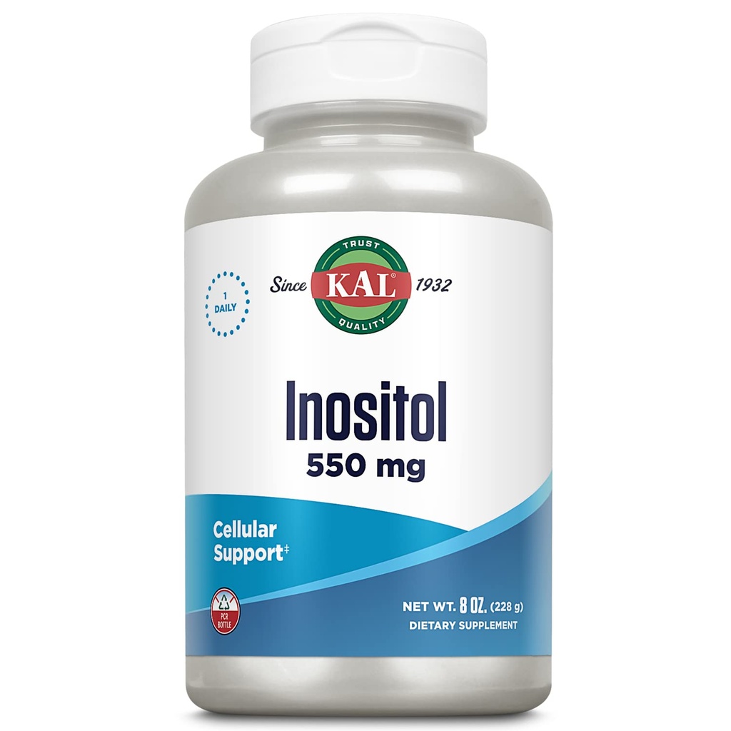 KAL Inositol Powder 550mg, Možgansko zdravje, Živčevje & Mood Podpora dodatek, Celularna zdravstvena podpora, Izboljšana absorpcijska formula, Enostavno za mešanje, Pribl. 408 strežbe, 8oz