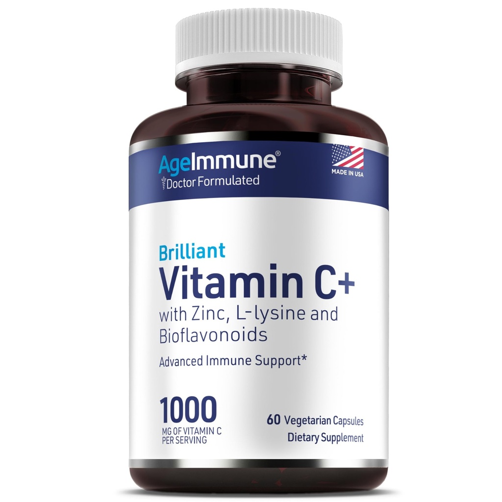 Vitamin C 1000mg Complex z L-Lysine 500mg, cink 12mg, Bioflavonoidi 300mg. Zdravnik Formulirani Magnezijev Stearat Prosti dodatki za zdravo podporo imunskega sistema.(1)