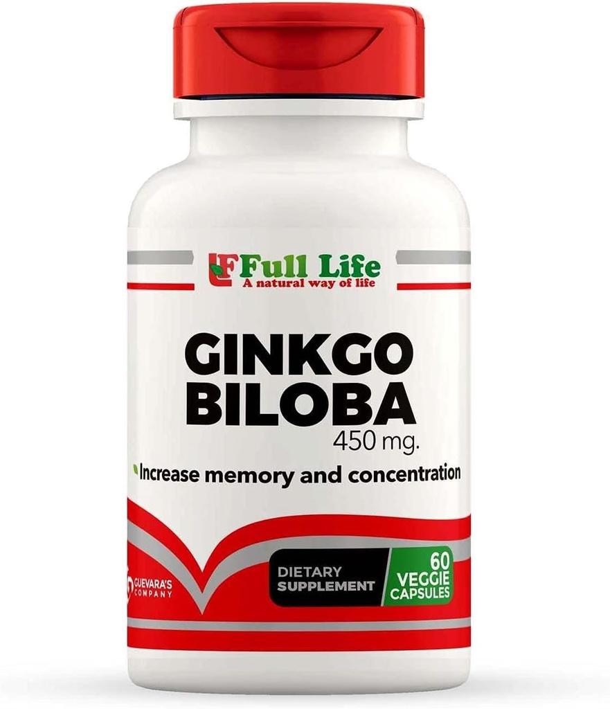 Vse življenje Ginkgo Biloba Kapsule - Zeliščni dodatek - 60 Veggie Kapsule 450mg.