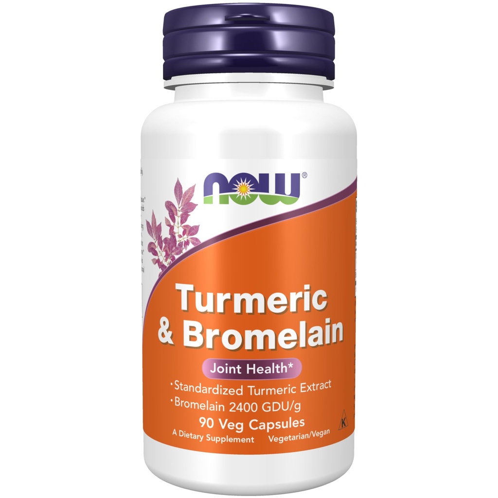 NOW Foods Supplements, Kurkuma in Bromelain (standardizirani kurkuma ekstrakt) z Bromelainom 2400 GDU/g, 90 Veg kapsule