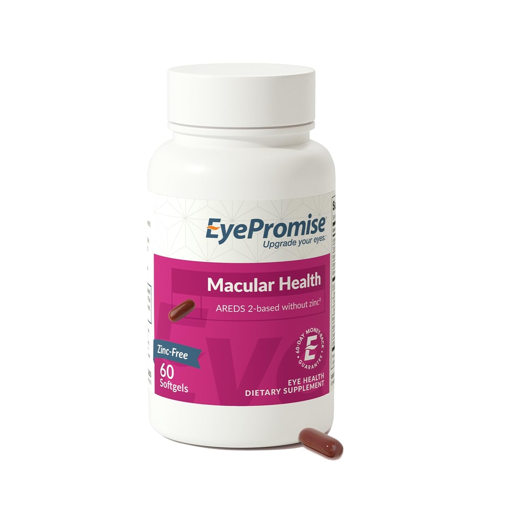 EyePromise Macular Health Eye Vitamin - 60 Softgels, 30-dnevna dobava - Cink-free Eye Health Podpora z Zeaksantin, Lutein, Vitamin C, D & E in Omega 3 ribje olje