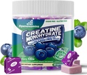 Kreatin Monohidrat Soft Chews Complex 6400mg za moške in ženske -Napredna Formula W/L-Taurin + Vitamin B12, Sladkor brez žvečljivi dodatek,60 Borovnice Softchews