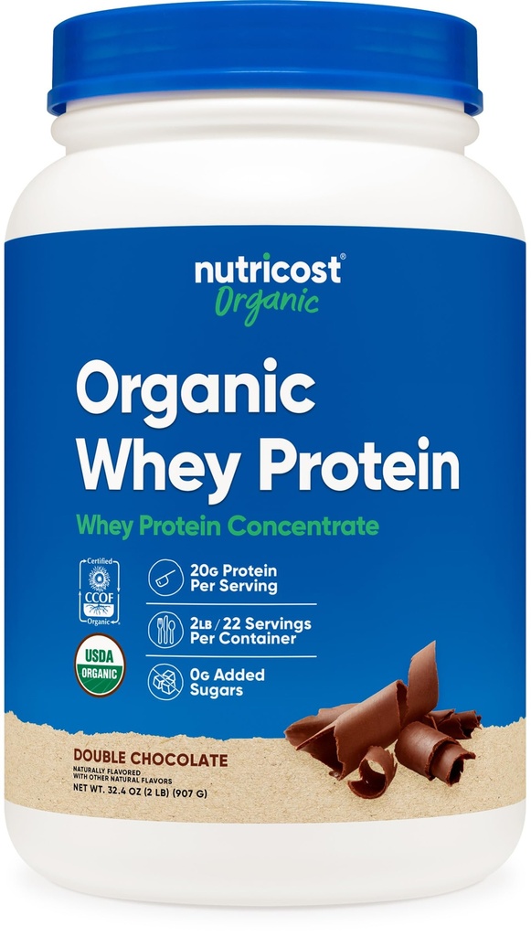 Nutricost Organski koncentrat sirotkinih beljakovin, dvojna čokolada, (2LBS) - Gluten-free, Non-GMO