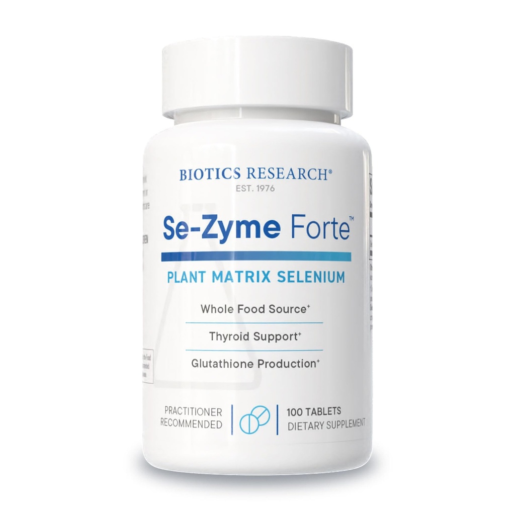 Biotics Raziskave Se-Zyme ForteTM– Cela hrana Selenov vir, delovanje ščitnice Gland, proizvodnja DNK, kognitivno zdravje, močan antioksidant, 100 tablet