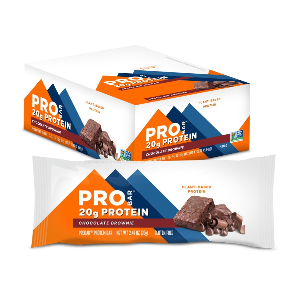 PROBAR - PROTEIN Bar, čokolada Brownie, ne-GMO, Gluten-free, zdravo, rastlinsko-osnovne, cele živilske sestavine, naravna energija (12 štetje)